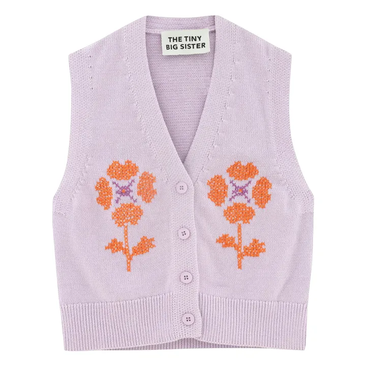 The Tiny Big Sister Gilet Sans Manches Brodée | Lilas