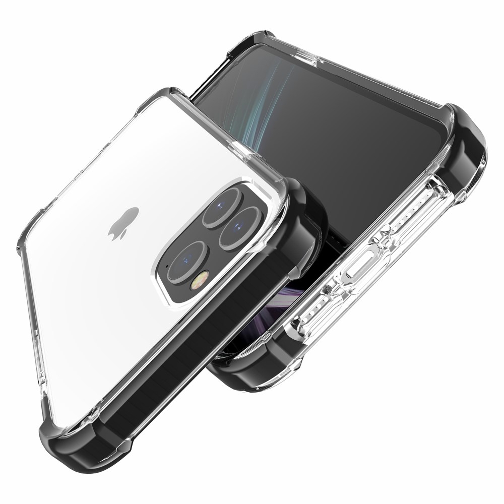 iPhone 12 / iPhone 12 Pro Hybrid Bumper Hülle mit Air Cushion Fallschutz - Schwarz / Transparent