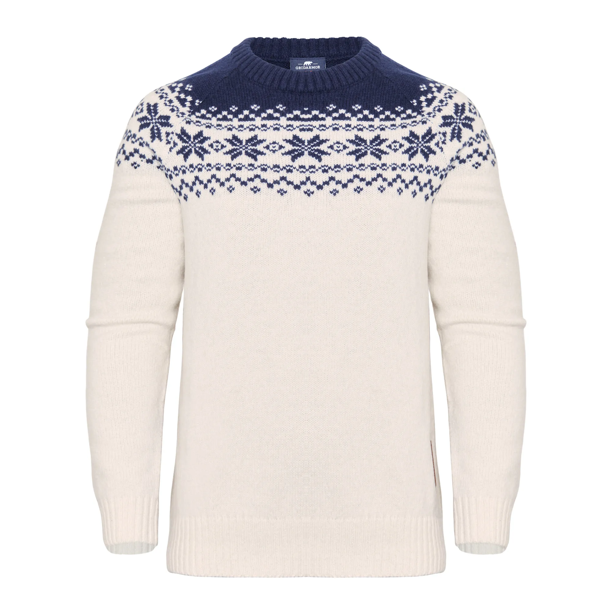 Gridarmor Women’s Snøkrystall Round Neck Ullgenser White/Dark Navy