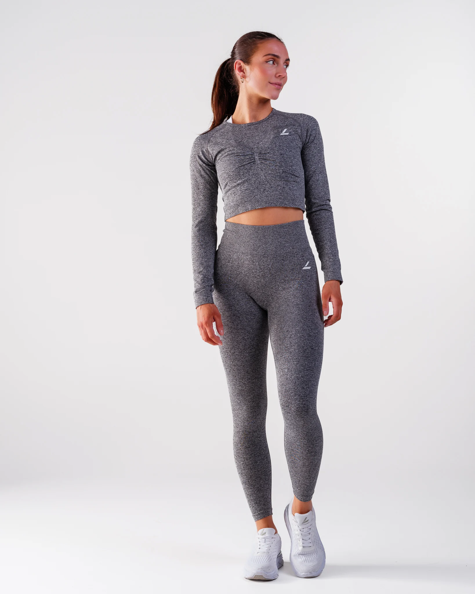 LEVITY Device Seamless Ruch Tights Dk Grey Marl