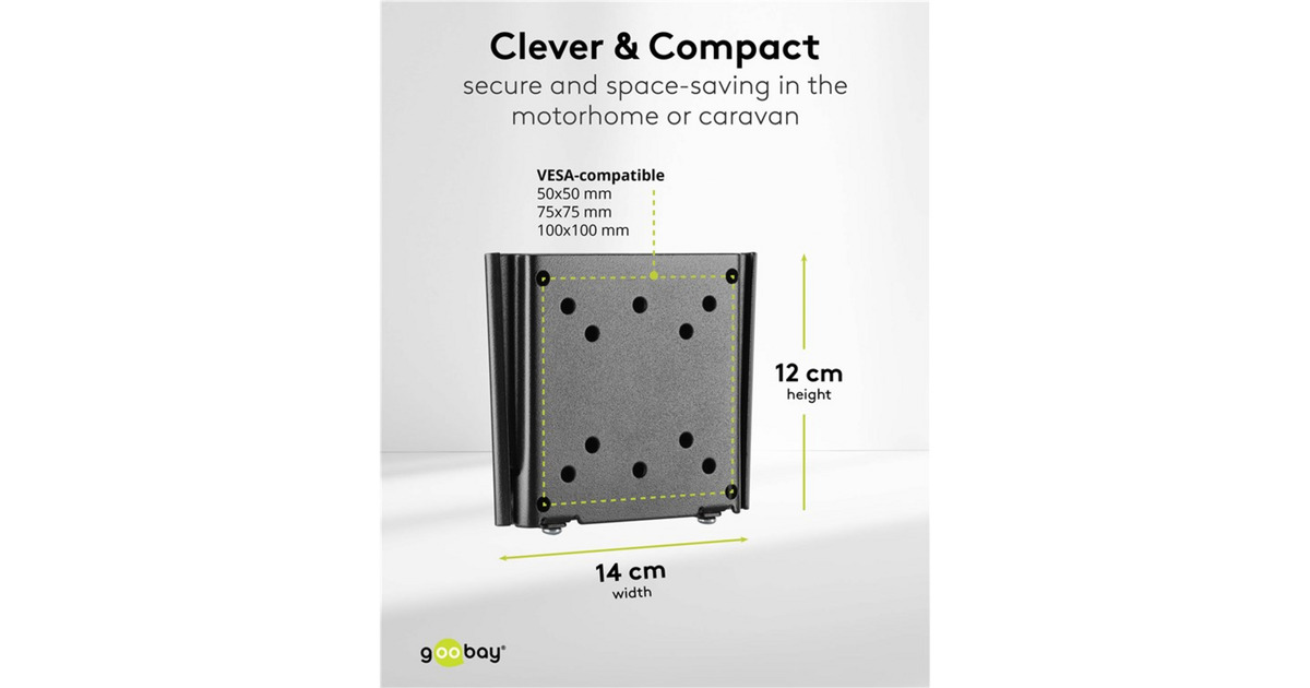 goobayTV Wall Mount Caravan FIXED (S), 13 to 27 inch wandmontage   (Zwart)