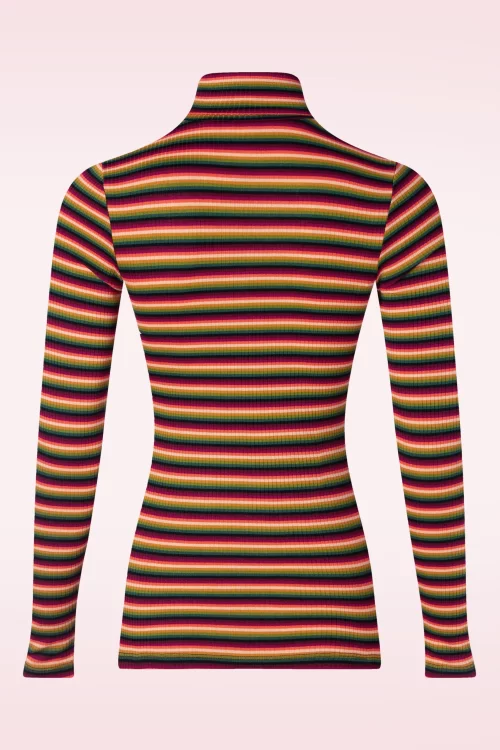King Louie Mimmi stripe rollneck top in cabernet rood