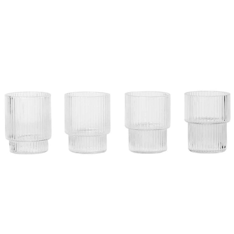 Ferm Living Ripple glazen set van 4 klein Clear