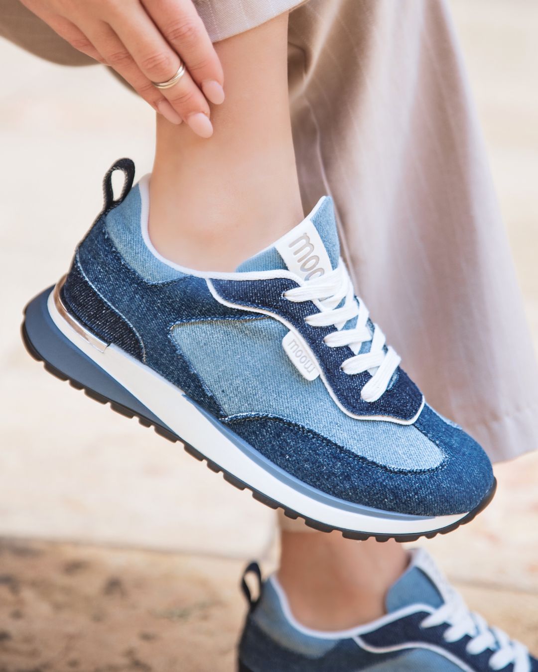 Basket femme denim blue à lacets jeans - Marilou