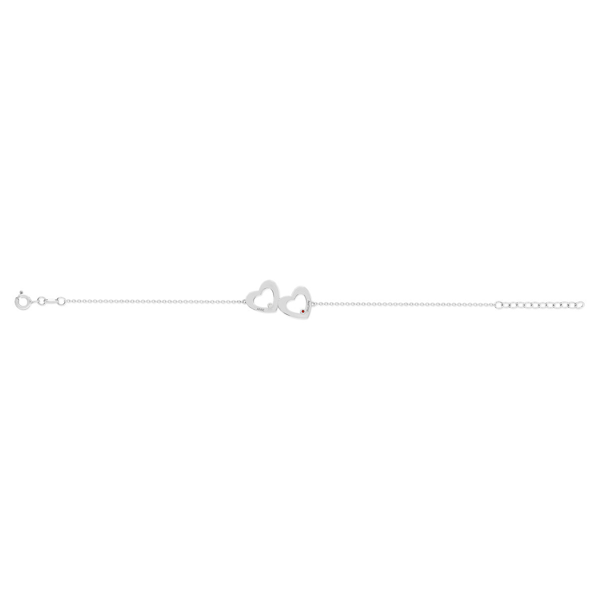 Bracelet argent 925 2 coeurs personnalisables zirconias 21 cm