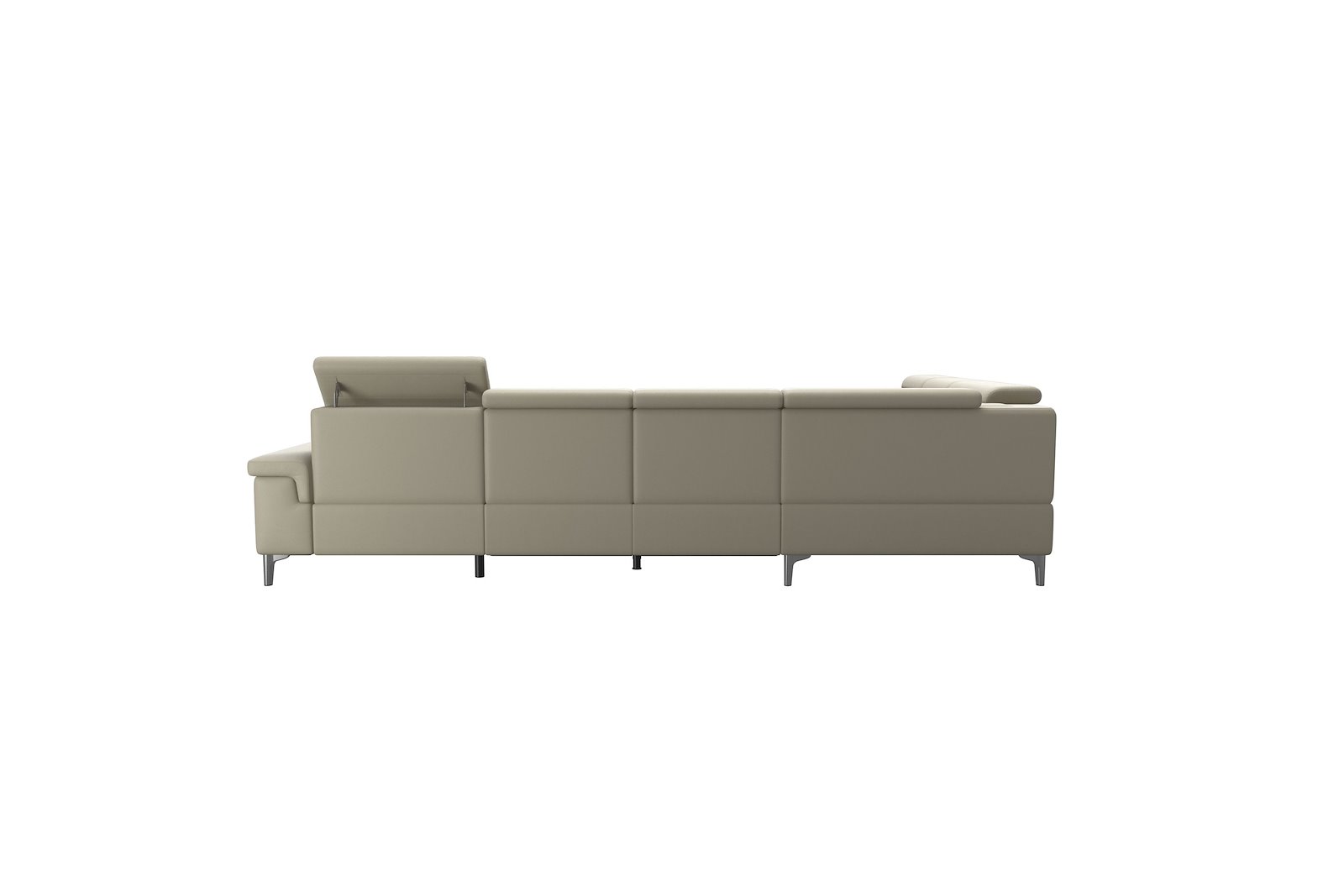 Anna C22 hjørnesofa (PMCMM) med LS (M) Hud Paloma Light Grey med A2 arm og polerte organiske alu ben, 14 cm. (Power-Manual-CornerManual-Manual-Manual)