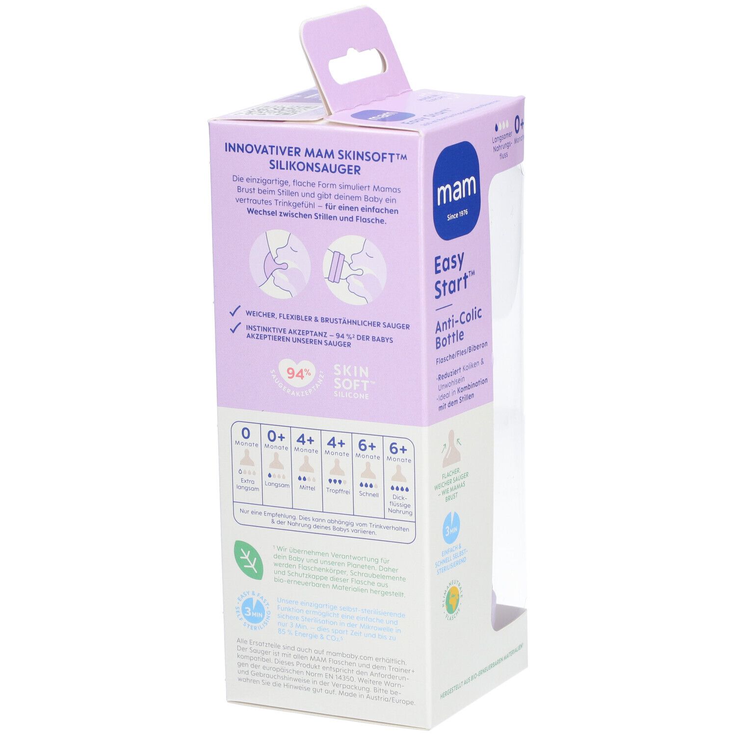 MAM Babyflasche Easy Start Anti-Colic 260 ml, lila