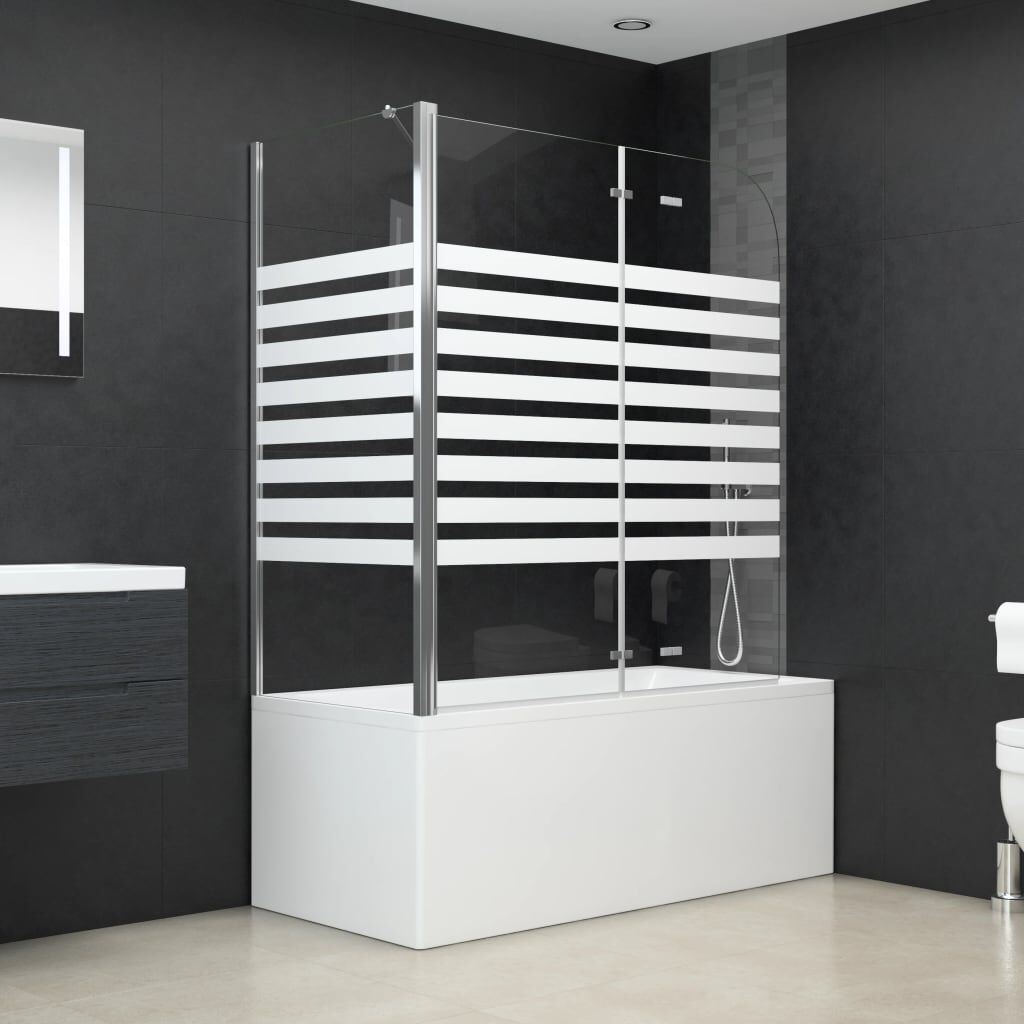 vidaXL Badscherm 120x68x130 cm Gehard Glas Gestreept