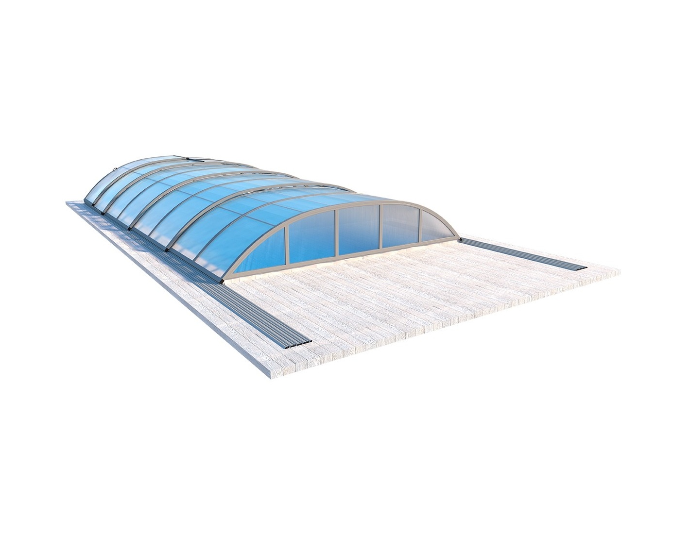 Abri de piscine horizon - 8,61x4,20 m - polycarbonate alvéolaire 8 mm - couleur ral7037 gris
