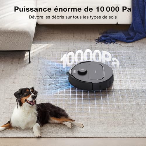 ECOVACS N30 Pro Omni Robot Aspirateur Laveur avec Station, Aspirateur Robot 10000Pa, Nettoyage à l'eau Chaude et séchage, Brosse ZeroTangle 2.0, Levage des Patins de 9mm, Vidage Automatique, Noir : Cuisine et Maison