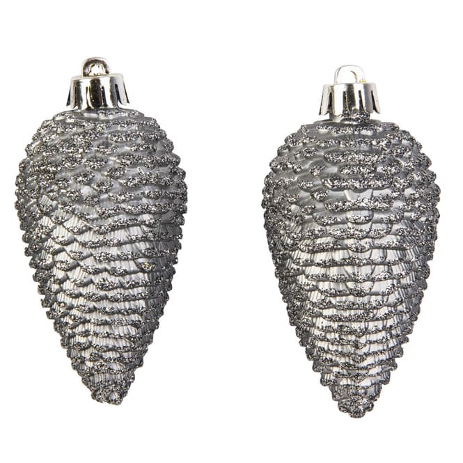 Baumhänger - Zapfen - bruchfest - anthrazit - ca. 8 cm - 6 Stück