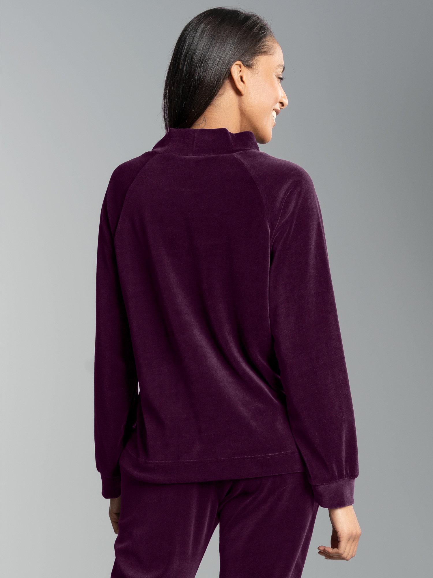 Nicki Pullover mit Kordelzug Aubergine
