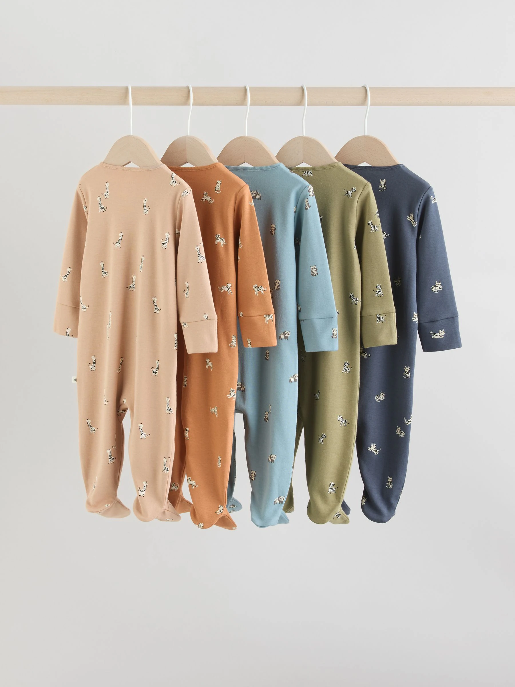 Mineraalblauw - 100% katoenen babyslaapzakjes met tweewegrits verpakking van 5 (0mnd -2jr)