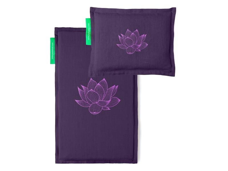 Pranamat Eco Massage Set – Matte und Kissen dunkelviolett Nahhaltiges, handgefertigtes Rücken- und Kopfmassage Set