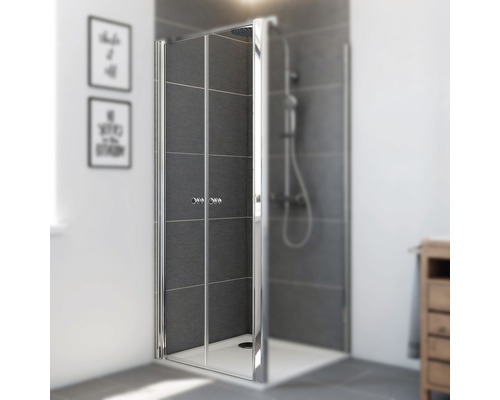 Draaideur voor zijwand Breuer Elana 6 75 cm helder glasprofiel kleur zilver