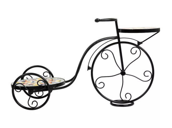 Support vélo en mosaïque et fer forgé noir 67x26.5x43h