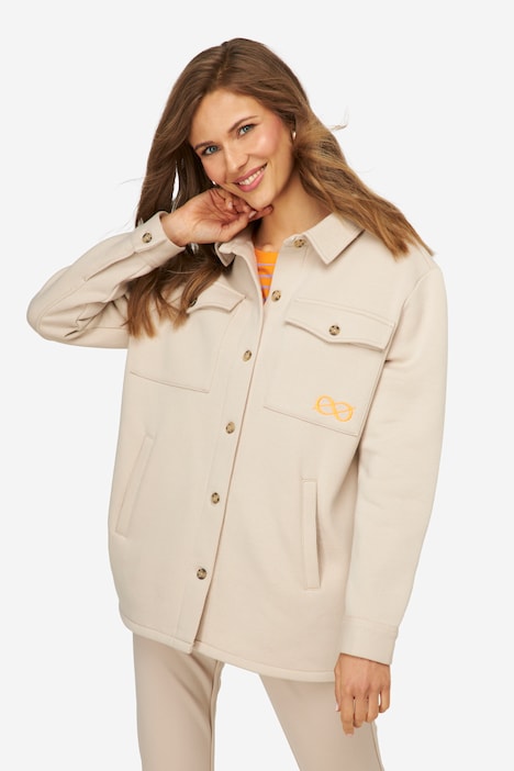 Jacke, Sweat mit Print, Hemdkragen, Langarm, OEKO-TEX
