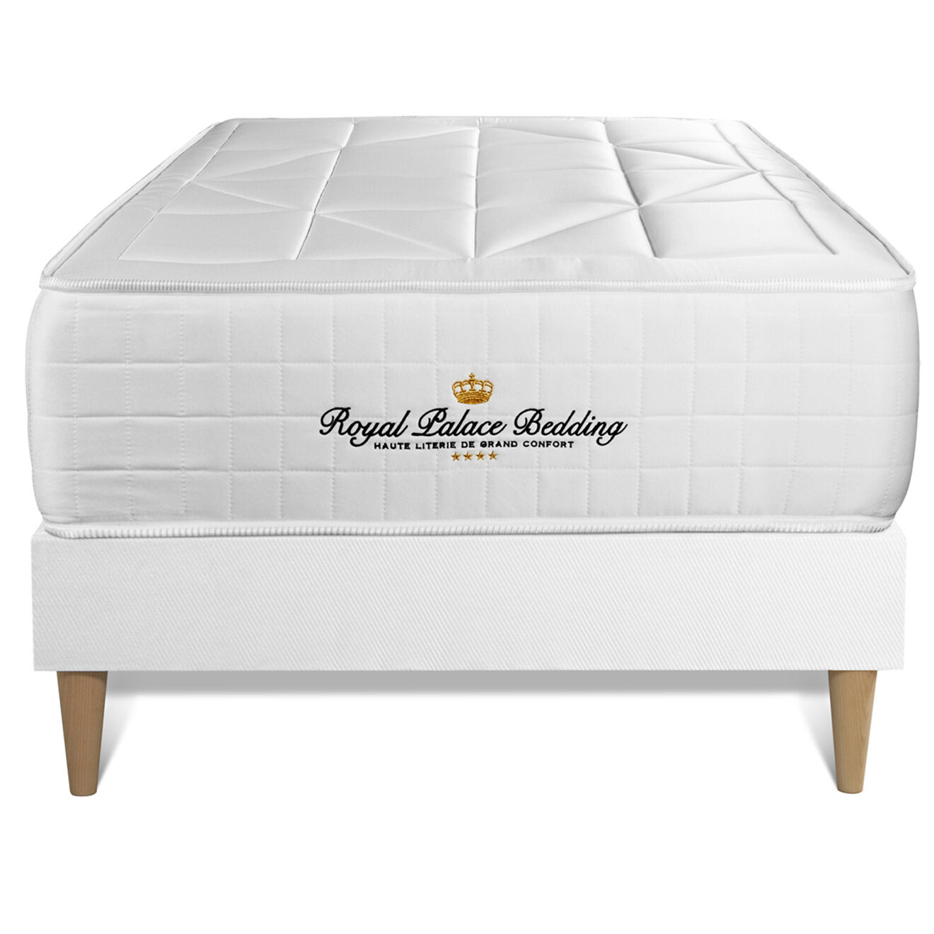 Royal Palace Bedding Ensemble matelas ressorts ensachés & mémoire de forme + sommier Windsor blanc - 90x190 cm