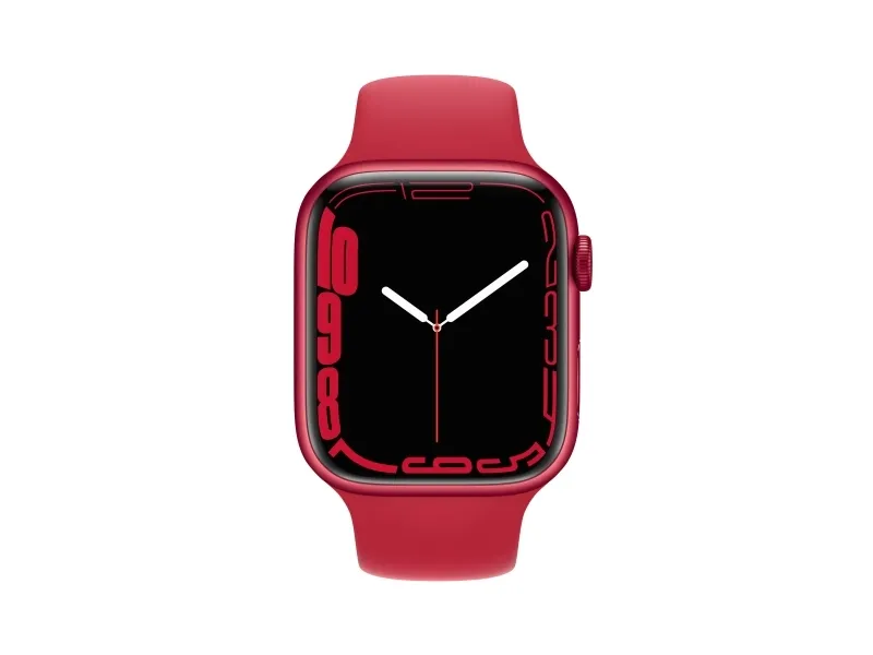 Apple Watch Series 7 (GPS) - (PRODUCT) RED - 45 mm - rød aluminium - smart ur med sportsbånd - fluoroelastomer - rød - båndstørrelse: Almindelig - 32 GB - Wi-Fi, Bluetooth - 38.8 g