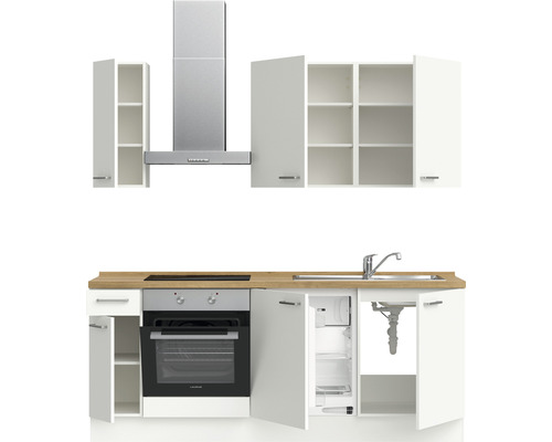 Nobilia Elements keukenblok met apparatuur Urban 210 cm alpinewit mat voorgemonteerde variant links 4004539052208