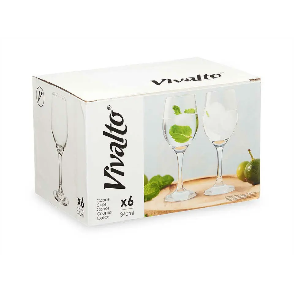 Vivalto Wijnglazen - 6x - glas - 340 ml - vaatwasser bestendig