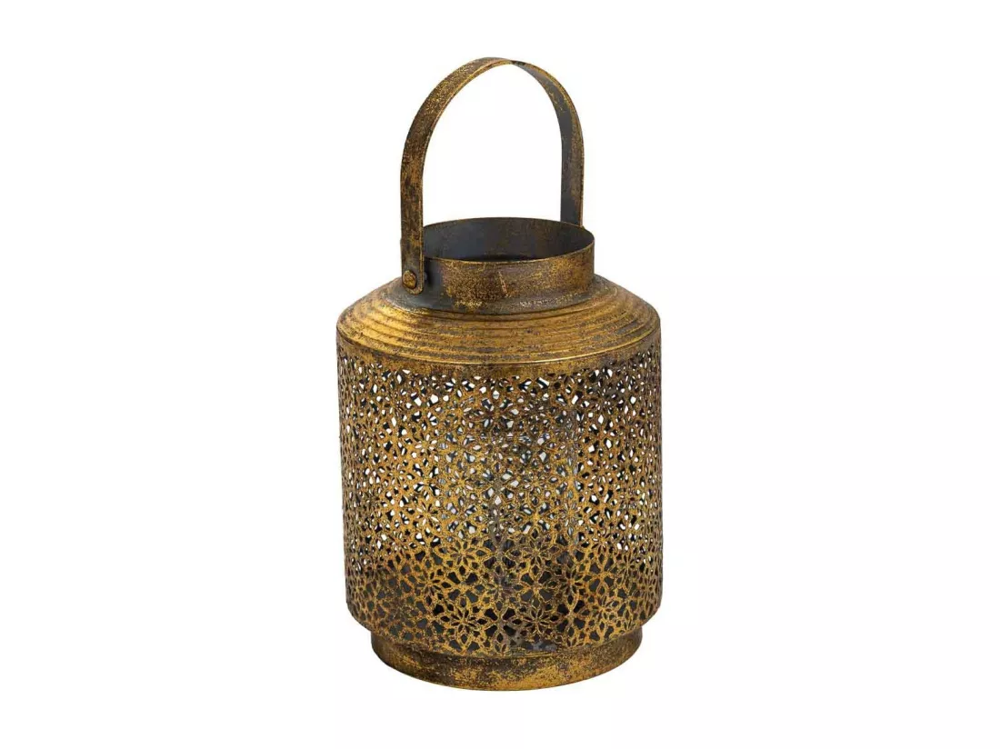 Bougeoir en métal doré 16x16x21h