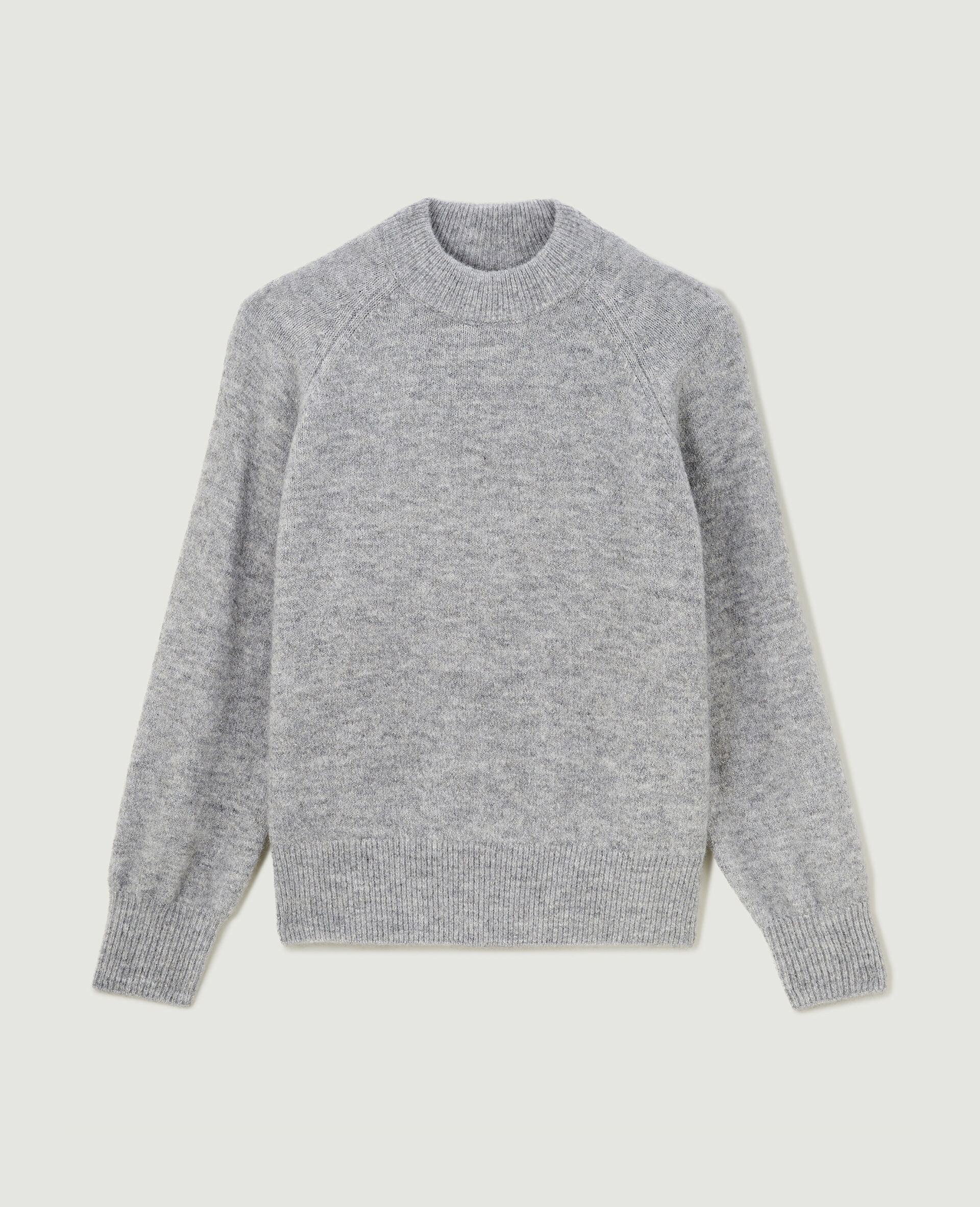 Pull col rond avec laine - Gris foncé