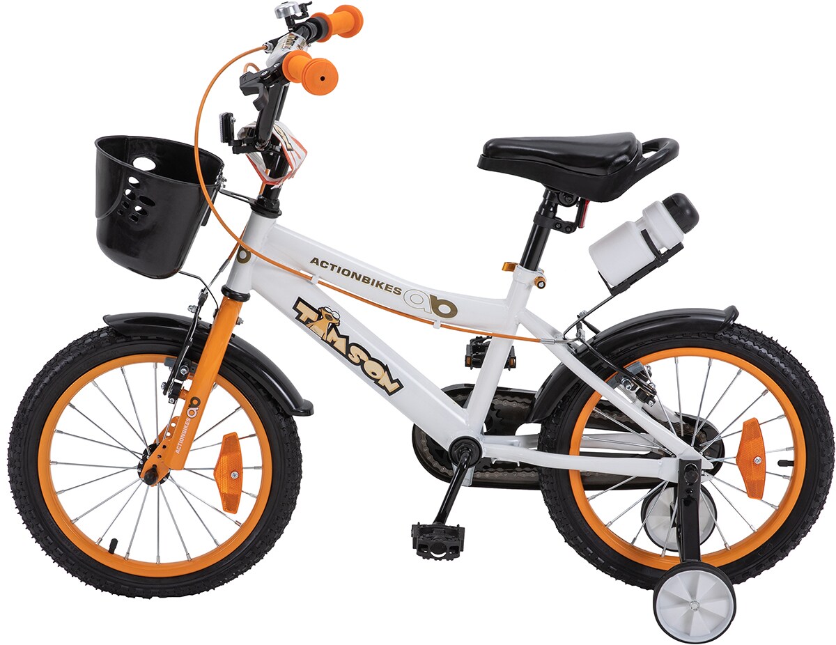 Actionbikes Kinderfahrrad Timson 16 Zoll, V-Brake-Bremsen, höhenverstellbar, Stützräder, Korb