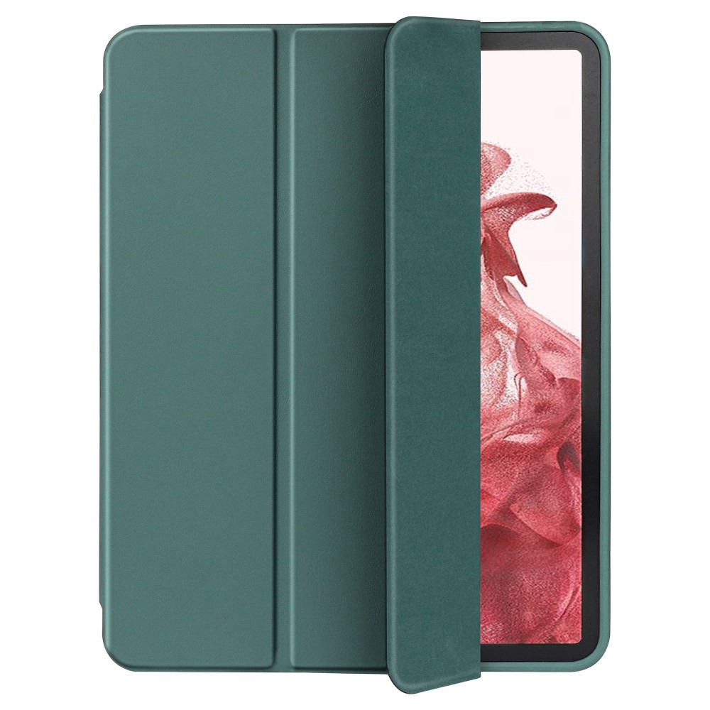 Samsung Galaxy Tab S8 Ultra Leder Tasche Smart Case Hülle   S-Pen Halterung - Dunkelgrün
