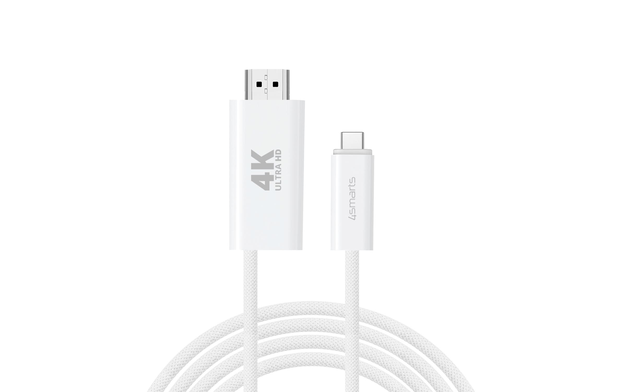 Kabel 4K 60Hz, PD 100W USB Type-C - HDMI, 2 mUSB-C auf HDMI Kabel PD 2m weiss, 4K-Unterstützung, Case Friendly