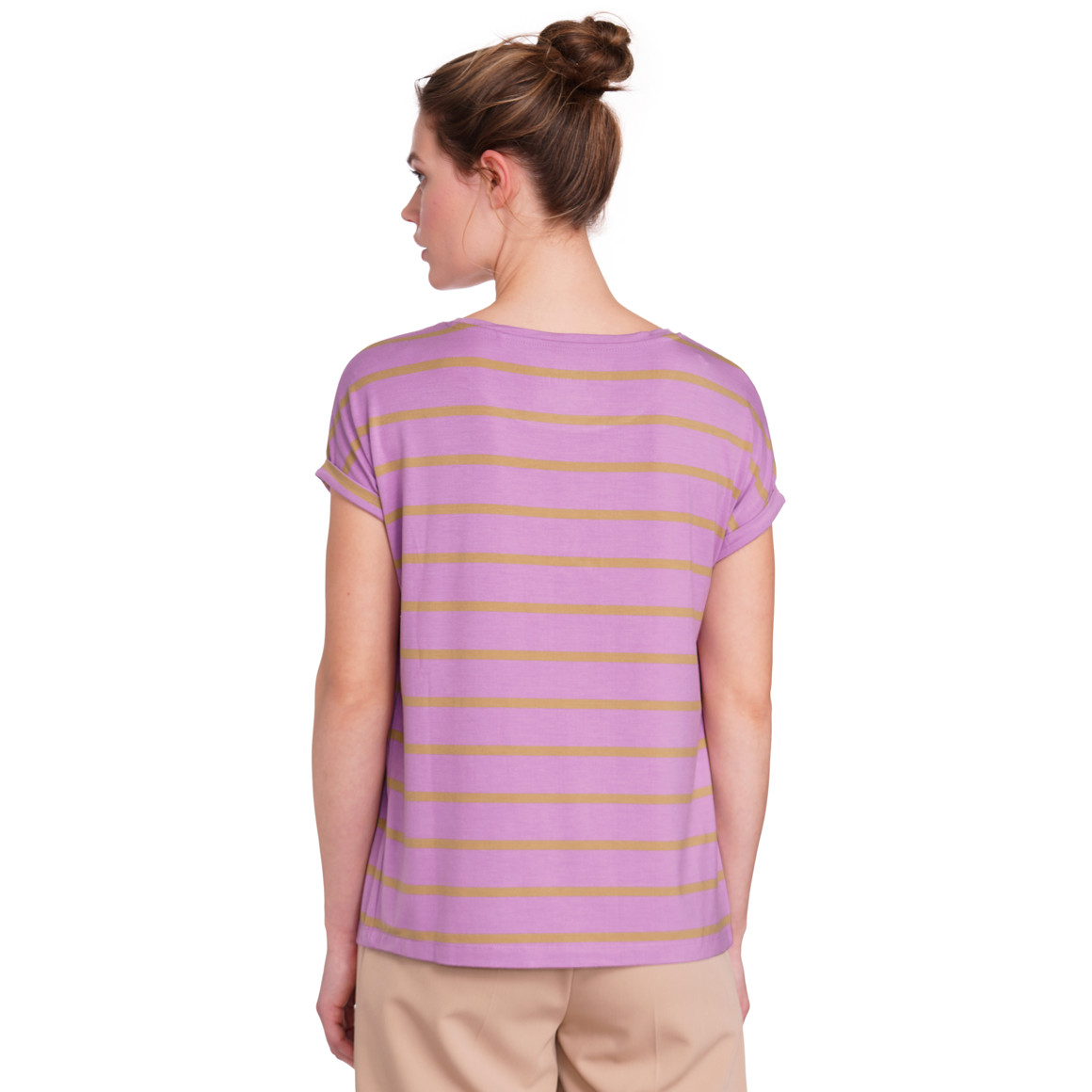 Gina Benotti Damen T-Shirt mit Streifen helllila / beige