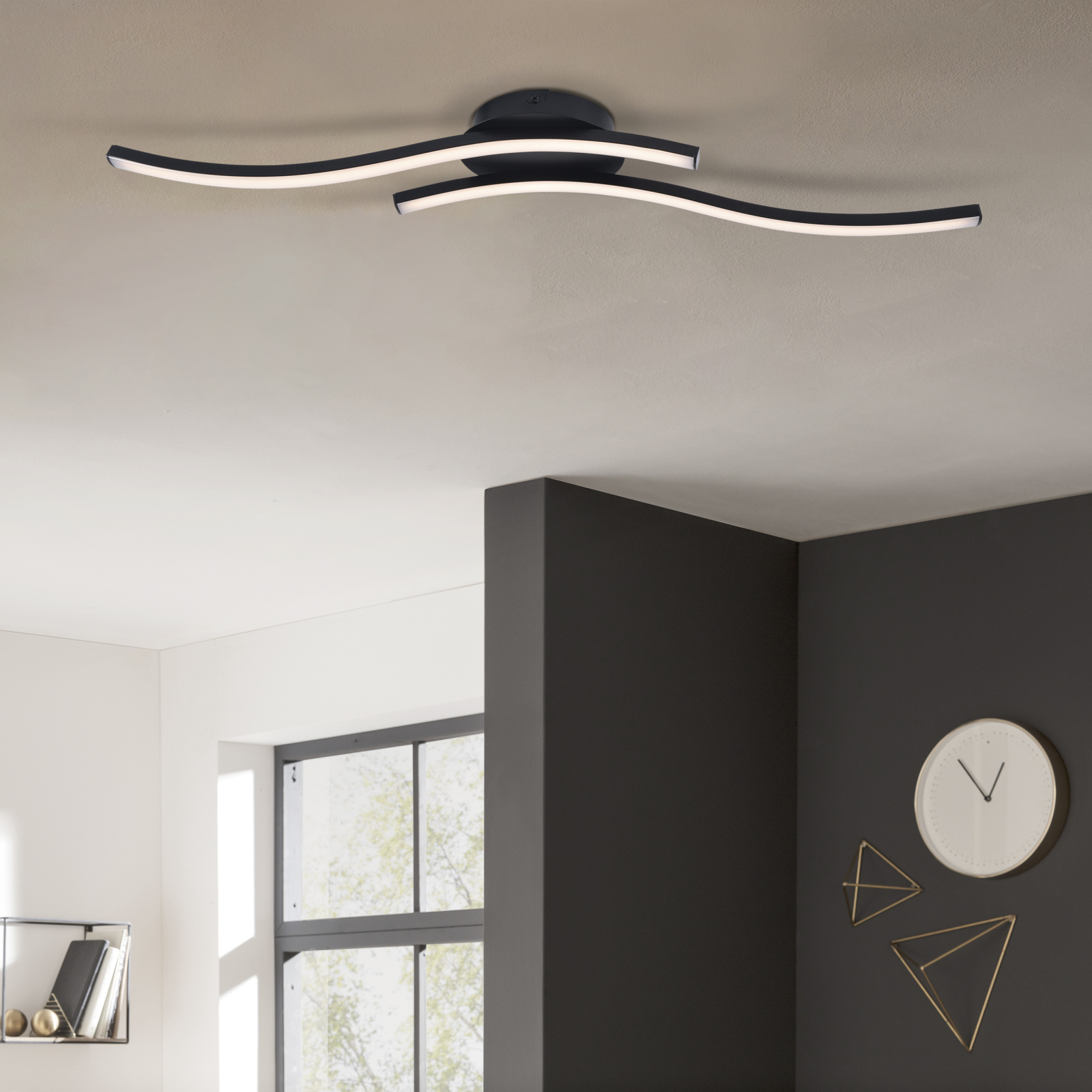 LED-Deckenleuchte ONDA - schwarz - 66 cm lang