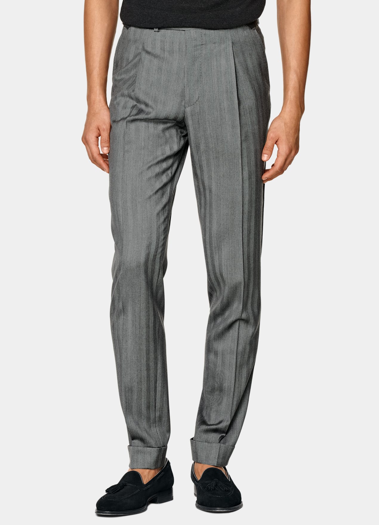 Costume Havana coupe Tailored gris moyen à chevrons