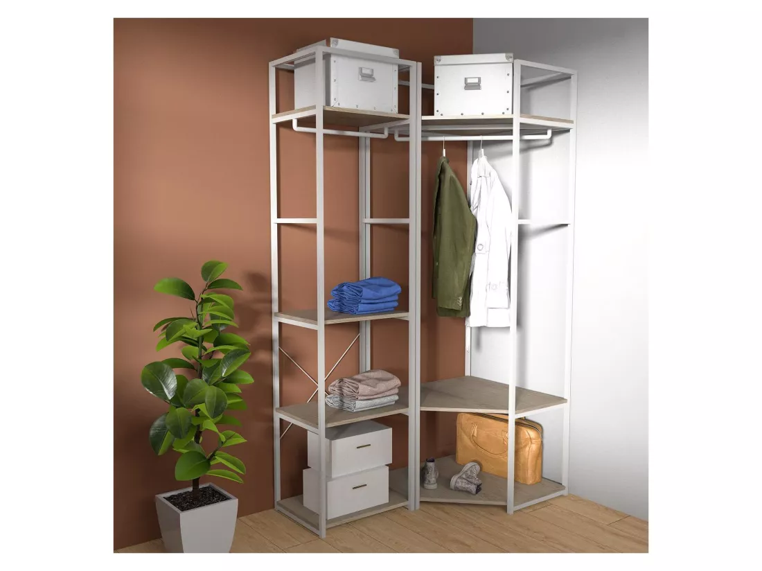 Portants vêtements bois et métal Blanc - Lot de 2