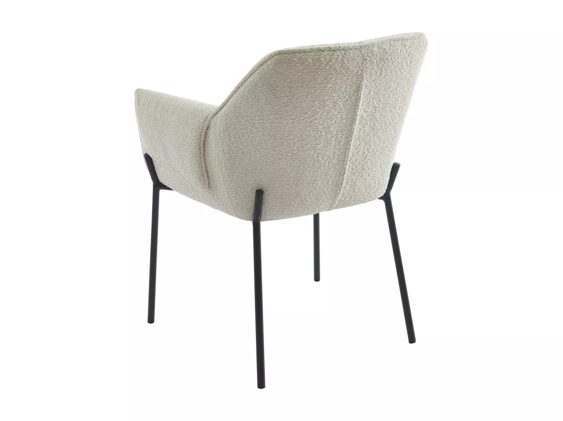 Lot de 2 chaises avec accoudoirs en tissu bouclette et métal noir - Crème - AKETI de Pascal Morabito