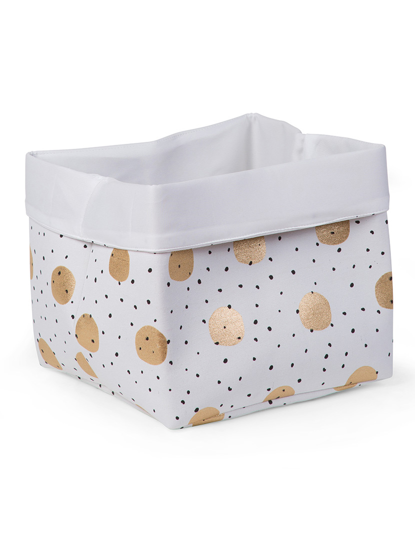 White Basket/Golden Dots