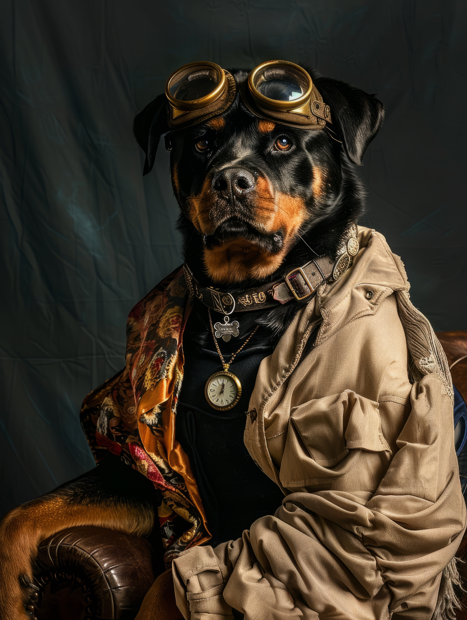 Canvas schilderij van een Rottweiler hond 40x60 cm