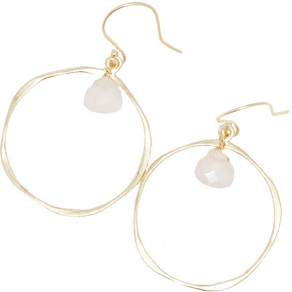 Boucle d'oreilles Véro - Laiton doré & quartz rose