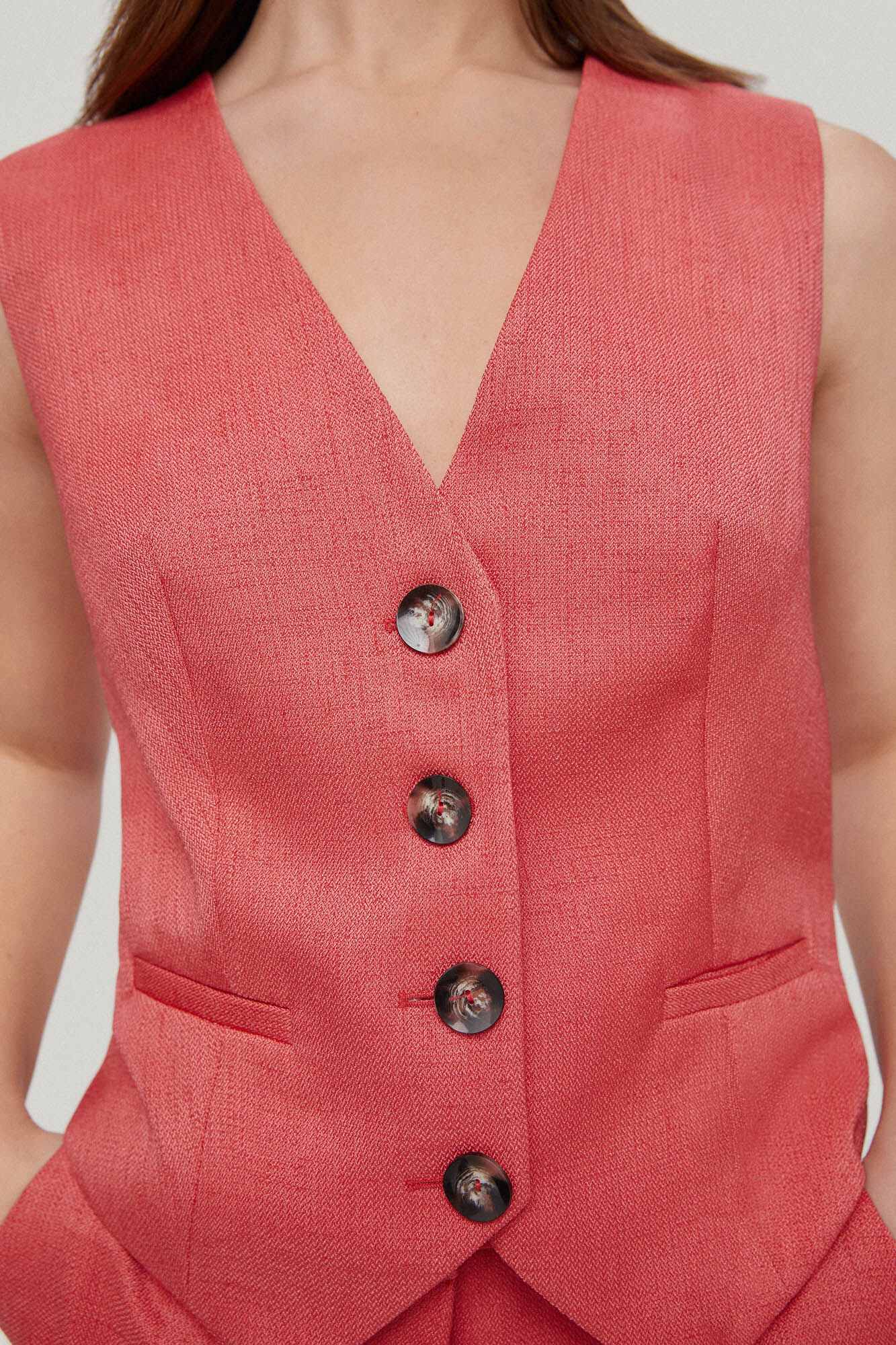 Chaleco botones - Coral