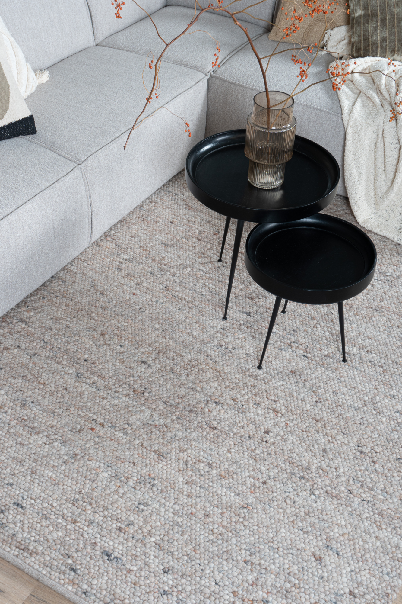 Vloerkleed Stone Donker Beige - Rond ø160 cm