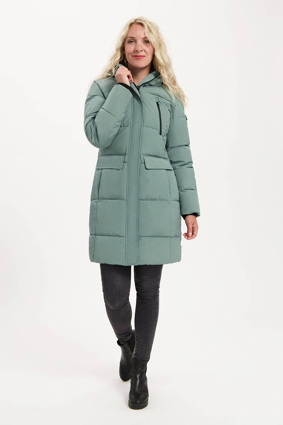 Kjelvik gewatteerde jas Isra blauw