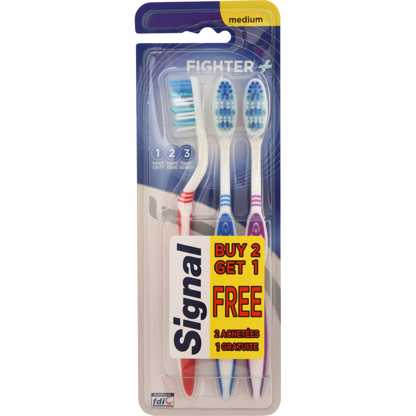 Signal Zahnbürste Fighter+ Medium 3er-Pack