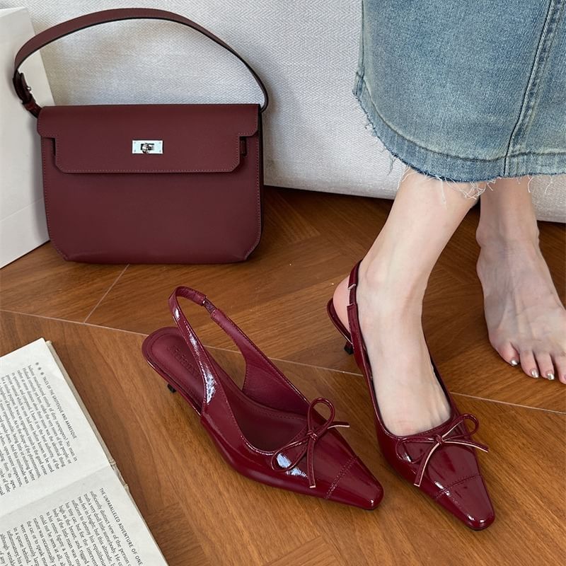 Niuna - Kitten Heel Slingback puntige muiltjes