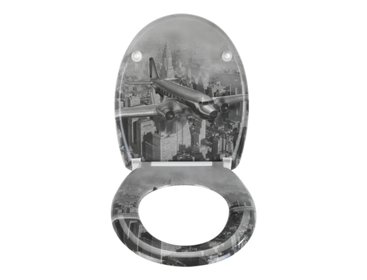 WENKO - Abattant wc old-time plane - gris et blanc