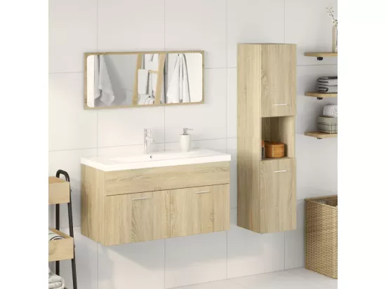 Ensemble de meubles de salle de bain 3 pcs chêne sonoma