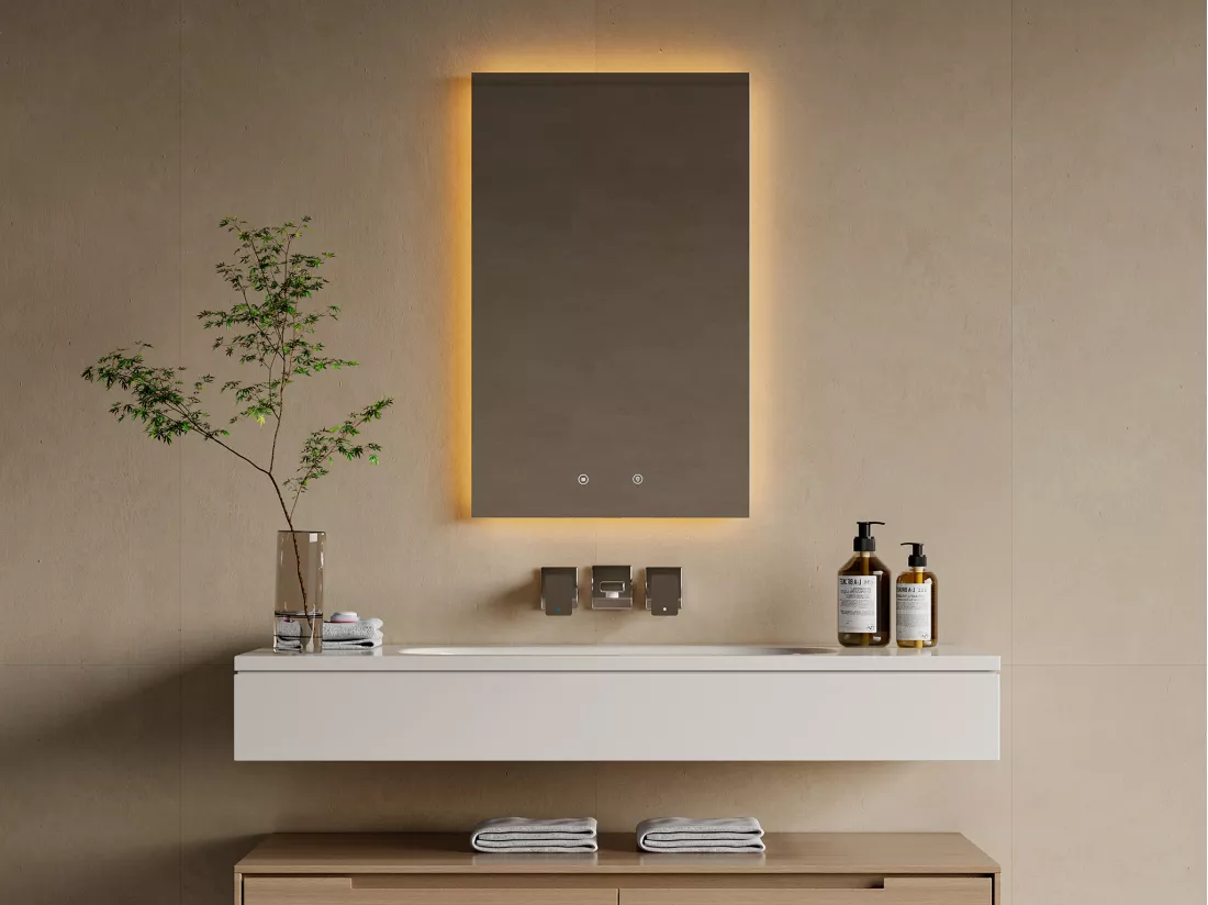 Miroir de salle de bain lumineux rectangulaire anti buée - 50 x 80 cm - MASUA