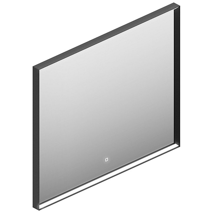 Miroir de salle de bains lumineux LED cadre noir H. 75 x L. 90 cm, Pura