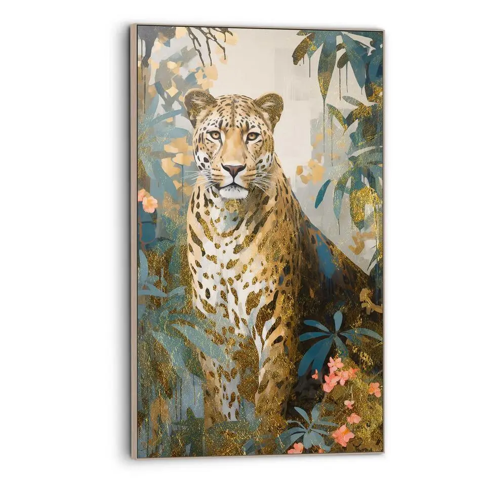 Art Frame Gouden tijger - 118x70cm - Groen