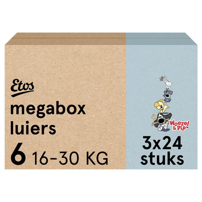 Etos Woezel & Pip Luiers XL Megabox Maat 6 16-30 kg 72 stuks