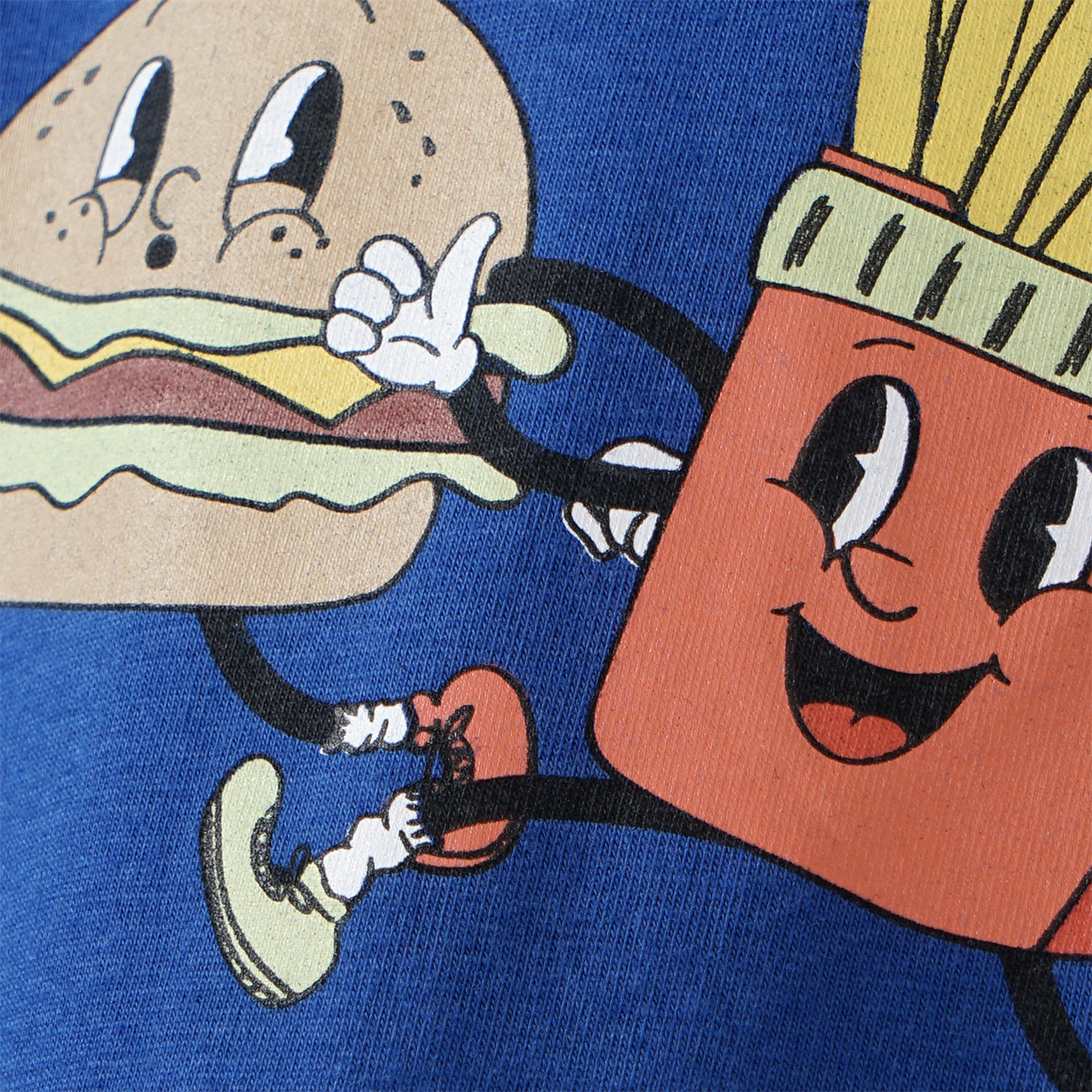 Famy 3 Jungen T-Shirts mit Fast Food Prints blau / dunkelblau / hellblau